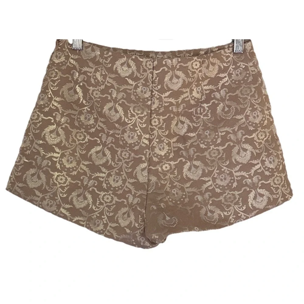 H&M Women‎ Gold Metallic Jacquard Shorts and Crop Top Set Size M Glam Chic New